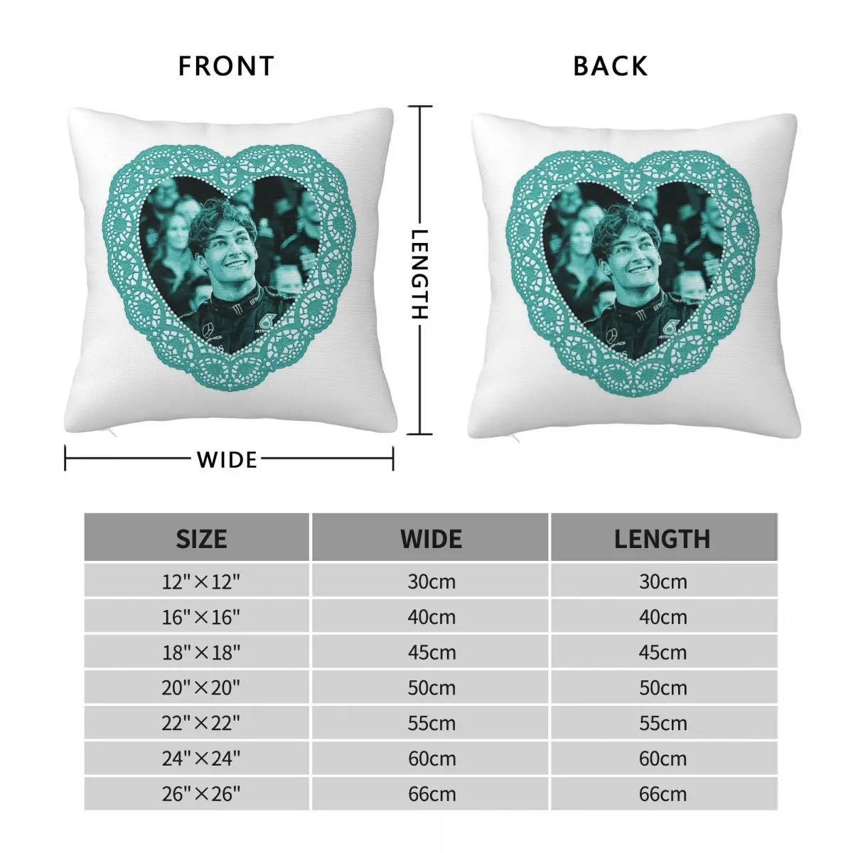 Lace Heart George Russell Square Pillowcase Polyester Linen Velvet Creative Zip Decor Pillow Case Sofa Seater Cushion Cover