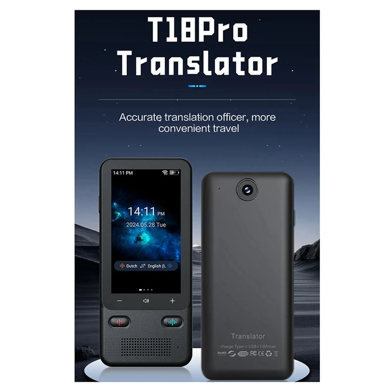 WISH ใหม่ T18PRO แบบพกพา Audio Translator 138 ภาษา Smart Translator ออฟไลน์แบบเรียลไทม์ Smart Voice AI Photo Translator