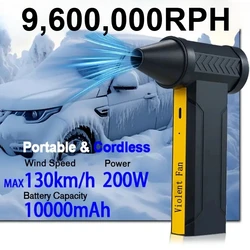 Super 9600000RPH,Brushless Motor Electric Turbo Fan High-Speed Turbo Violent Fan USB Rechargeable Powerful Dust Blower 60m/s