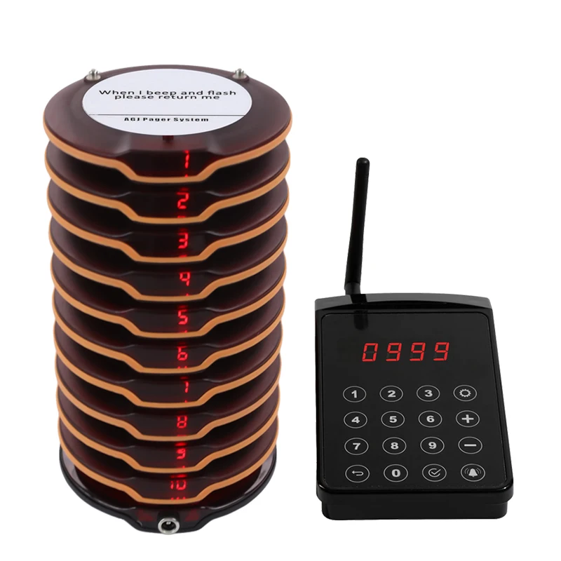 Wireless Restaurant Pager System Waterproof Coaster Pager Calling System High Quality Food Pager for Food Truck Cafe Shop Bar