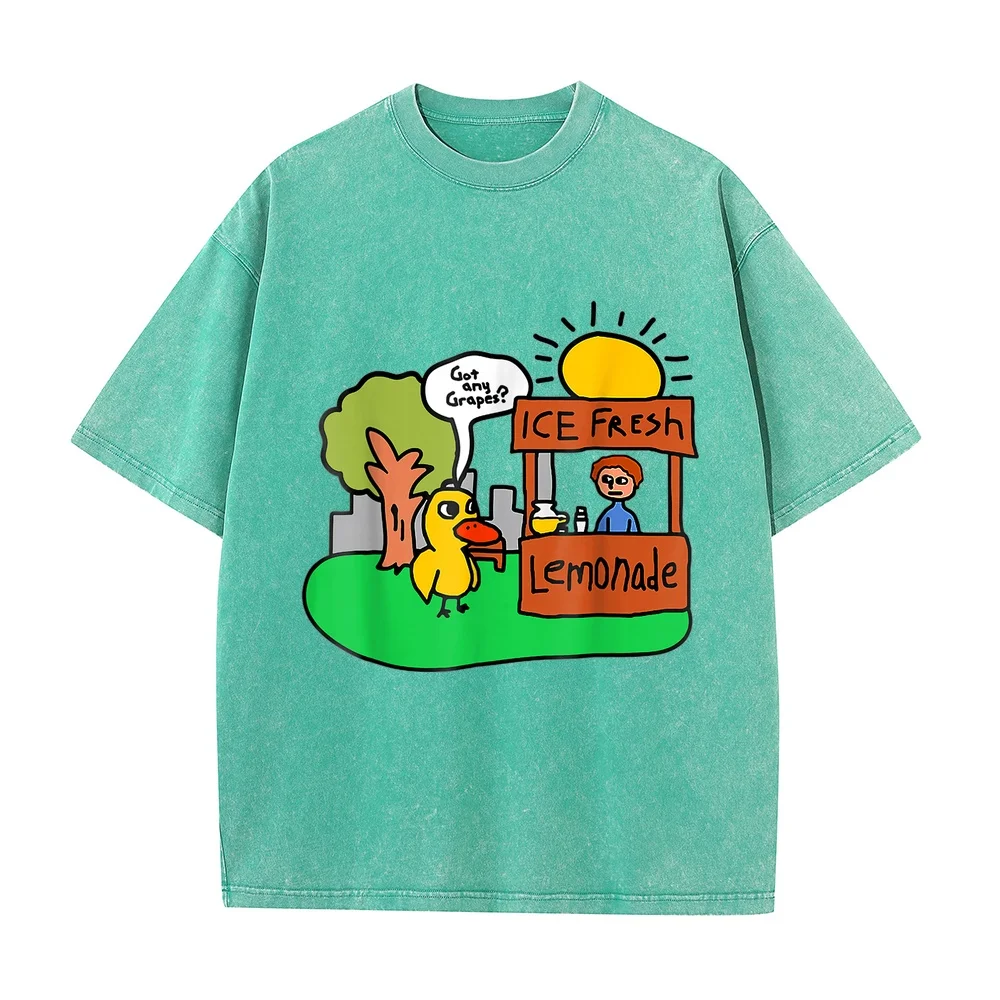 Ice Fresh Lemonade Got Any Grapes Duck Funny Gift T-Shirt Men's Short Sleeve Shirts Y2k Graphic Tee Men Fashion Daily Round