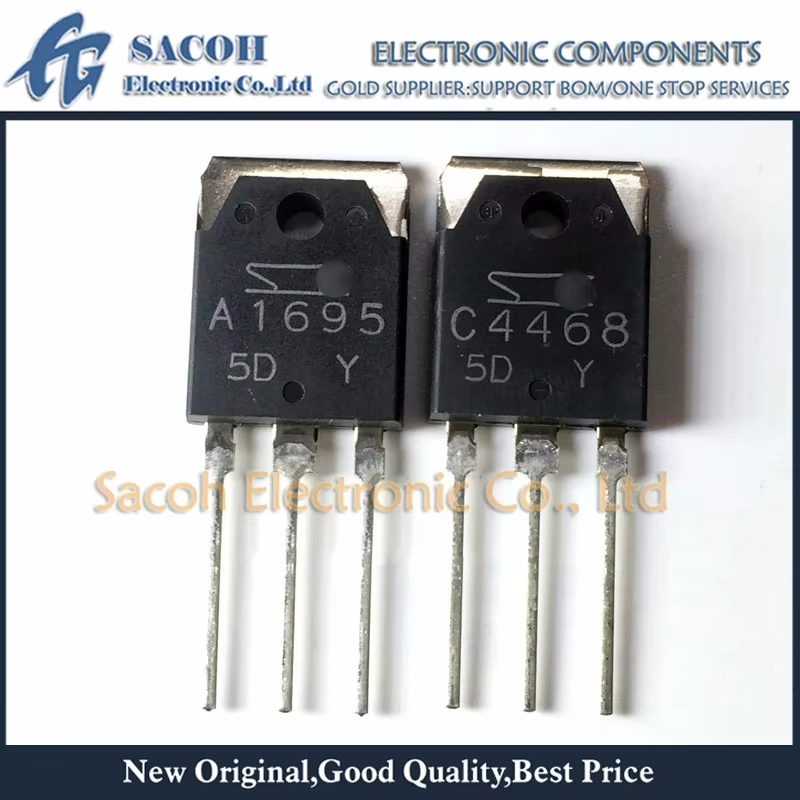 

Made In China 10Pairs(10Pcs)/Lot 2SA1695 A1695 + 2SC4468 C4468 OR 2STA1695+2STC4468 TO-3P Silicon PNP+NPN Transistor
