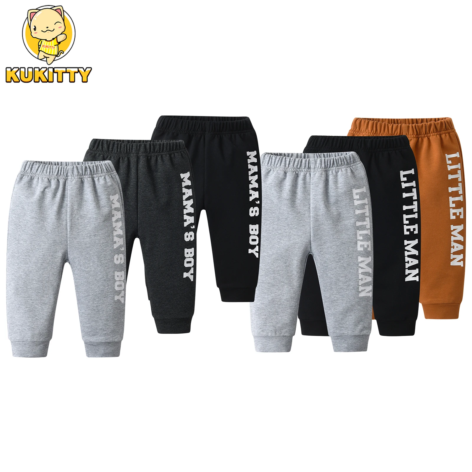 Spring Autumn New Toddler Baby Boy Workout Pants 3 Packs Clothes for 0-2 Years 3 Colors Letters Printed Cotton Loose Sport Pants