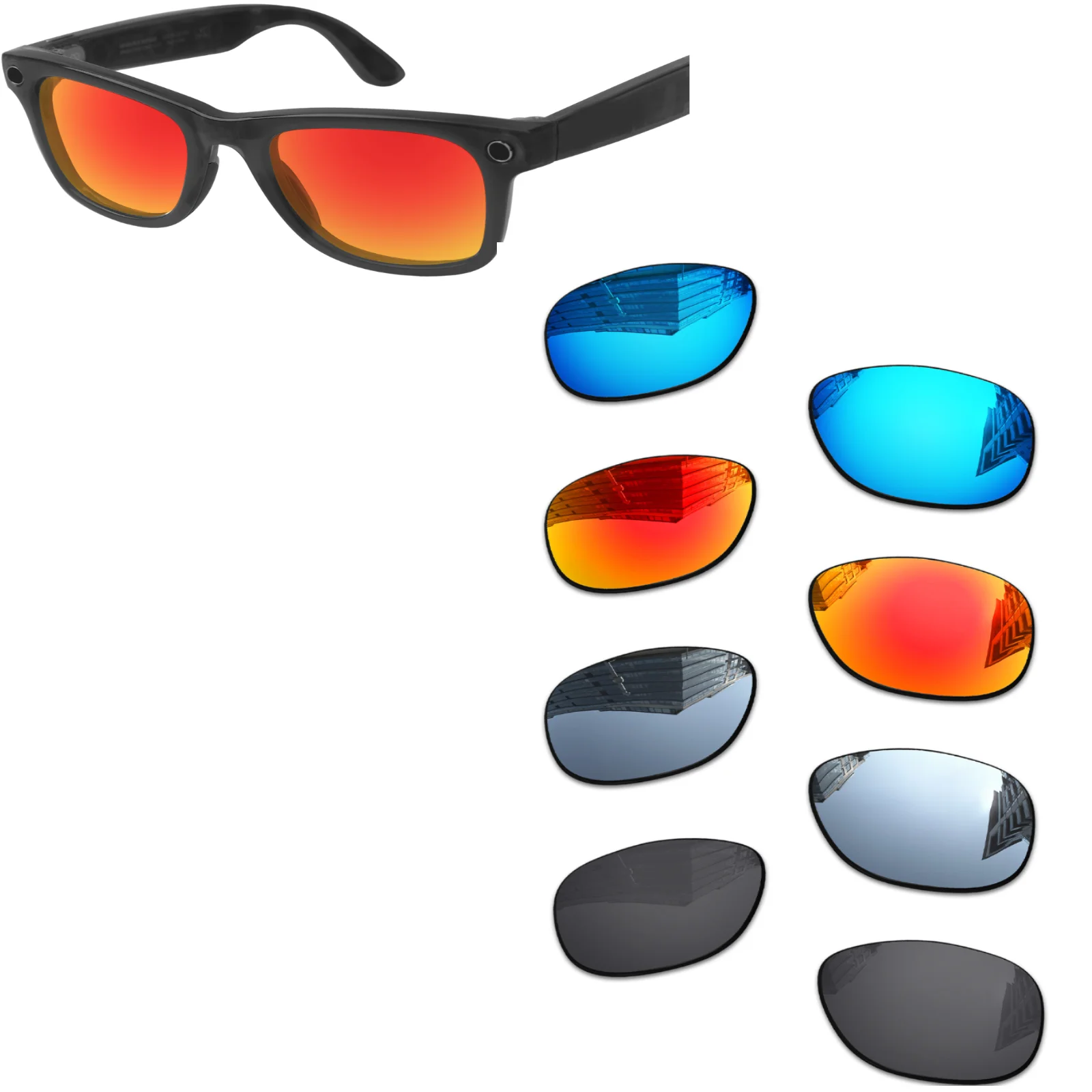 Nexpolarised Polarized Replacement Lenses Compatible with Ray-Ban Meta Wayfarer RW4008 53mm RW4008-53 Sunglasses -Multiple Color