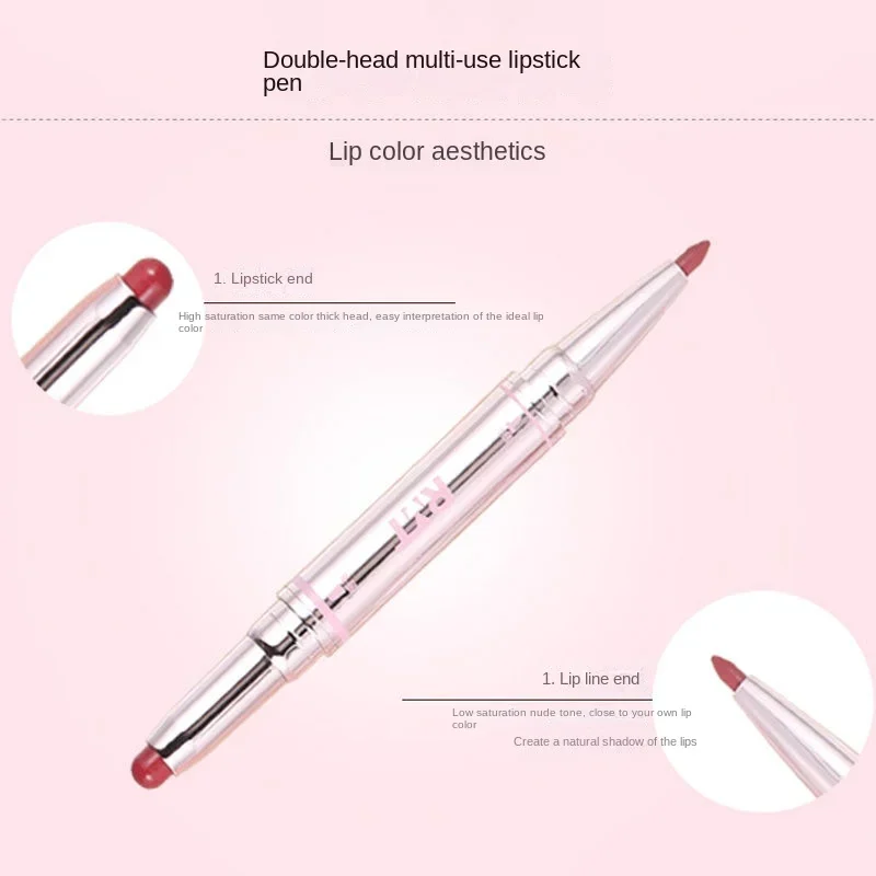 RMT Double-ended Lipstick Pencil Lip Balm Matte Lip Liner Nude Color Natural Plumping Lips Tint Romantic Beauty Vegan Makeup