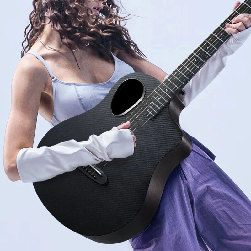 38 Inch RISING G1 Carbon Fibre Folk Guitar Beginner Girl Student Novice Boys Musical Instrument for Beginner Players