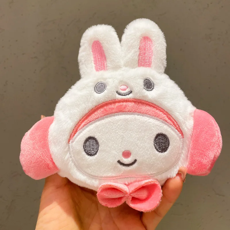 Sanrio-Llavero de peluche de dibujos animados para niños, juguetes de peluche, Cinnamoroll, Kuromi, My Melody, lindo Anime, colgante, monedero de peluche, regalo