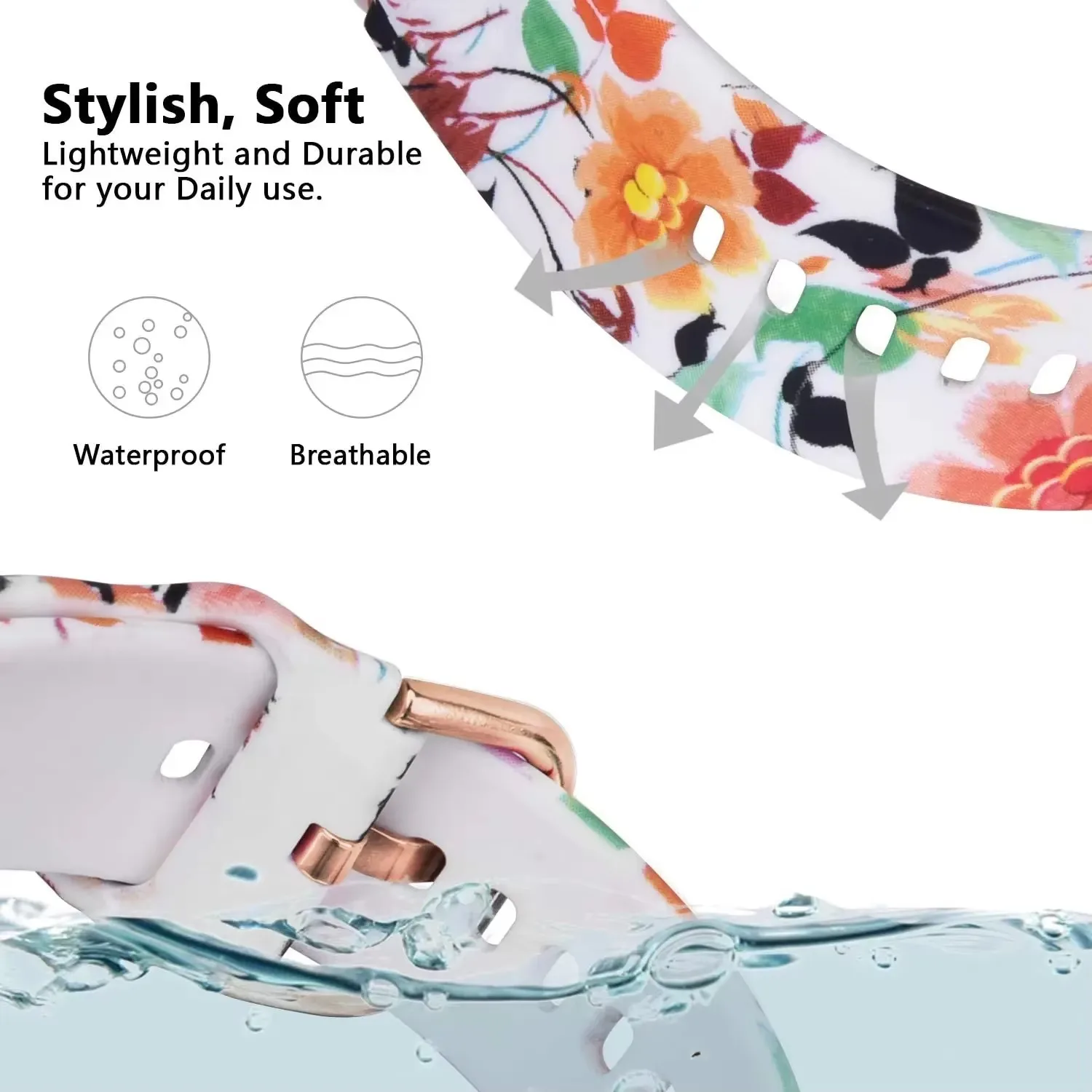 삼성 갤럭시 워치 4, 6, 7/5 프로, 클래식 액티브 2 용 럭셔리 스트랩, Amazfit GTR 밴드용 인쇄 실리콘 팔찌, 20mm, 22mm