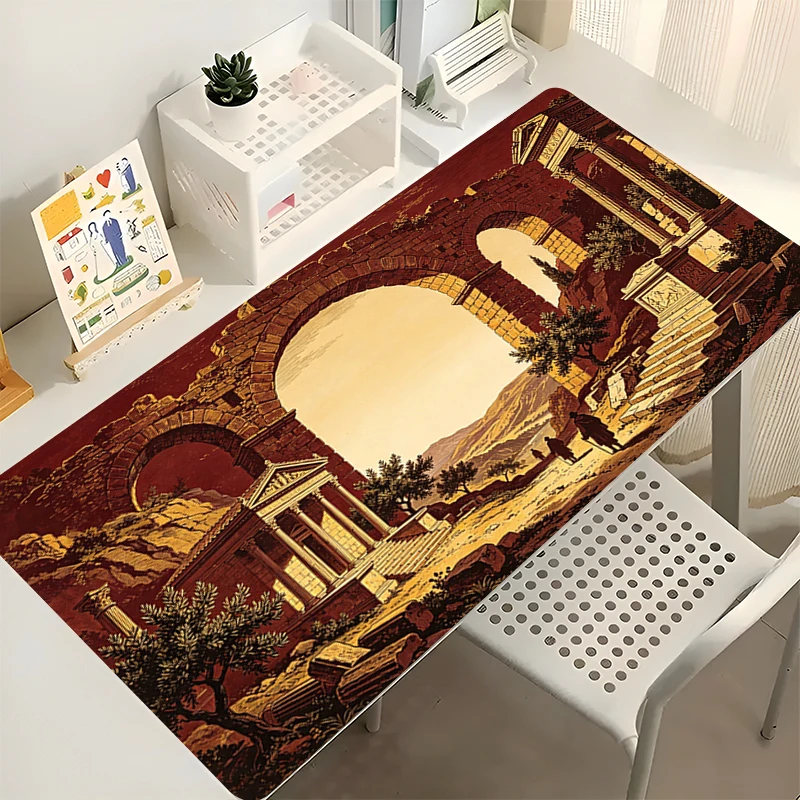 Office Mouse Pad Large Desk Mat Gamer Carpet Retro historical illustration Computer Mouse Mat Non-Slip Extended Gaming Mousepads