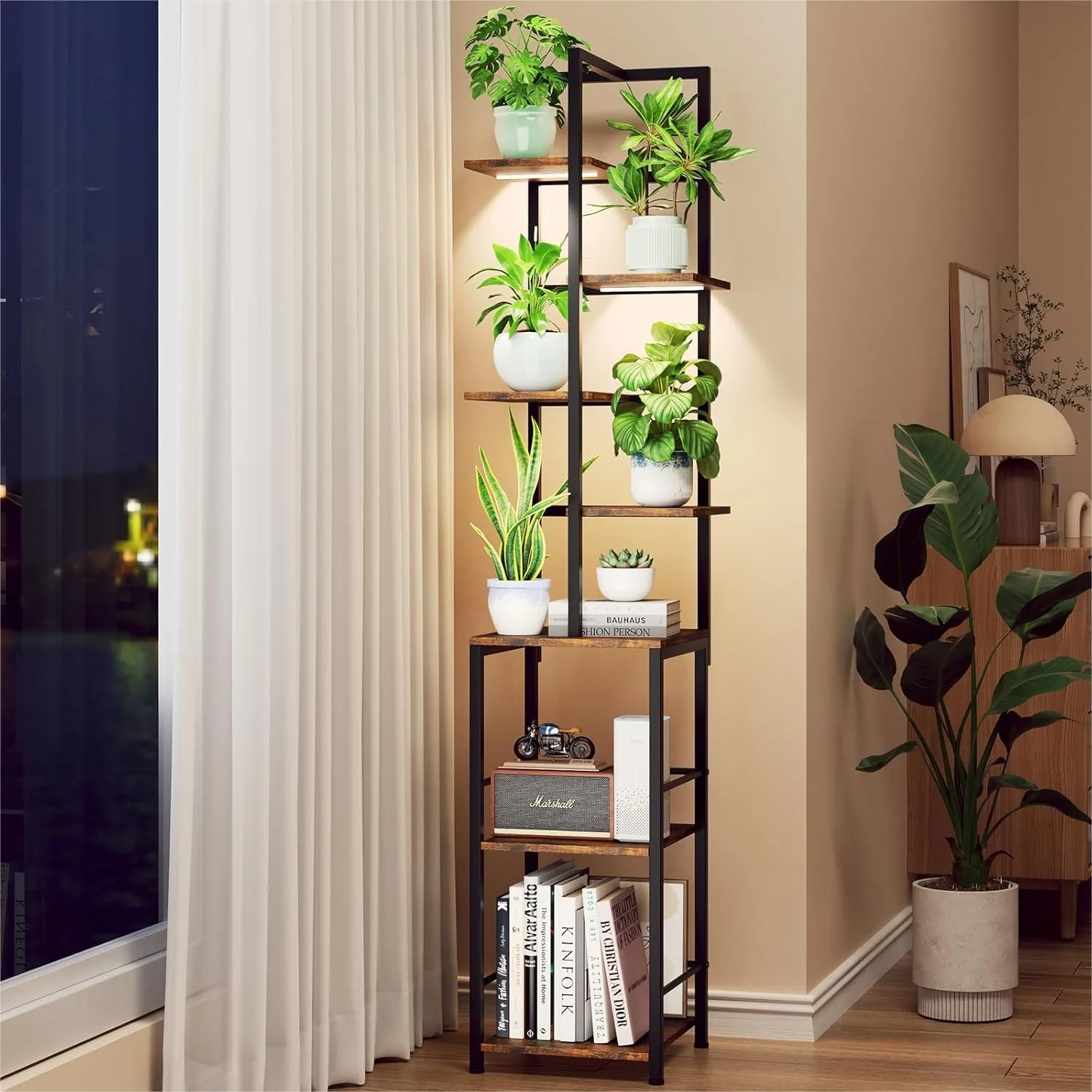 

7-Tier Plant Stand Indoor with Grow Light, Tall Metal Shelf for Living Room, Bookshelf, Patio