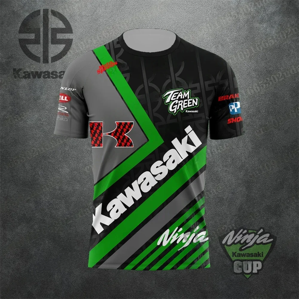 

Men's T-shirt, Kawasaki riding motorcycle breathable T-shirt, quick drying, sweat absorbing, 3D printed T-shirt, summer T-shirt