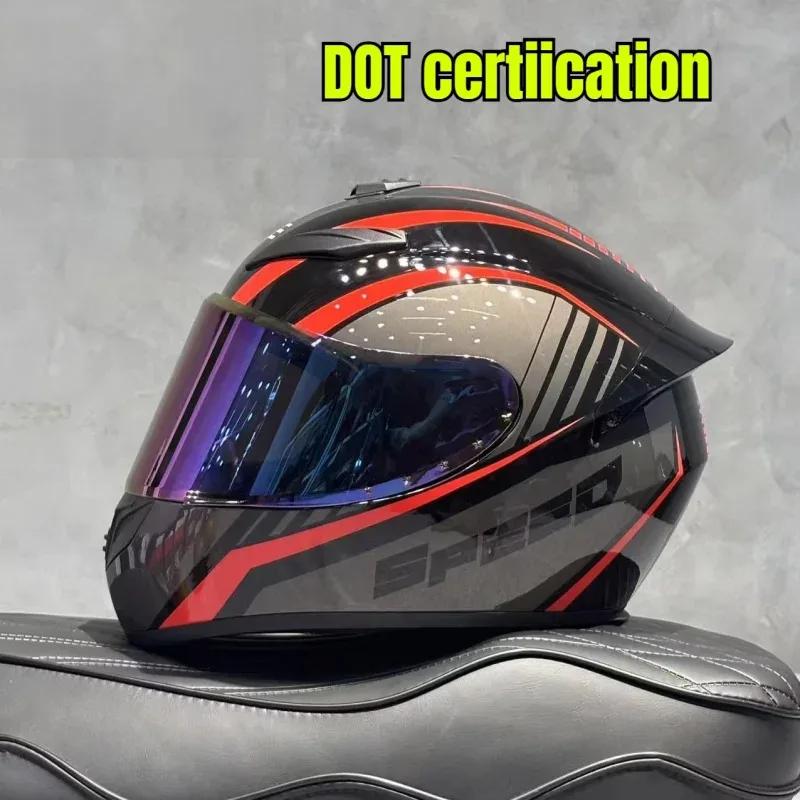 QIKE DOT Certified Helmet Red Venom Full Face Motorcycle Helmet with Multiple Air Vents Ideal for Touring and Scooter Riders