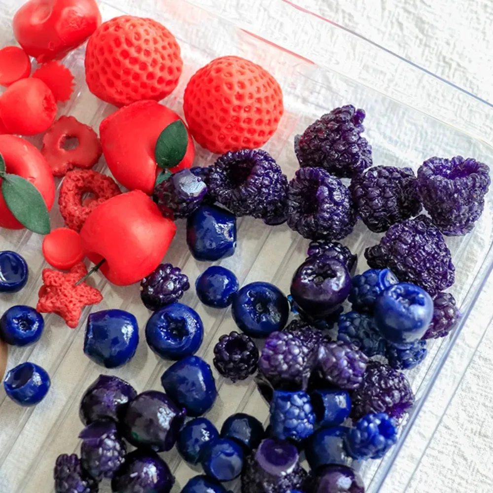 Cute 3D Candle Silicone Mold Blueberry Raspberry Shaped DIY Baking Mold Simulation Fruit Chocolate Mold Homemade