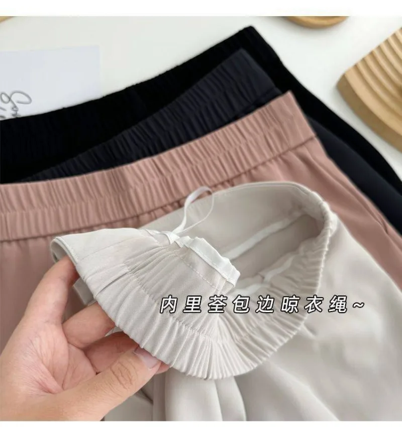 Korean New Spring Summer Thin Pants Women Elastic Waist Suit Pants Women's 2027 Nine-point Casual Straight-leg Pants Ladies