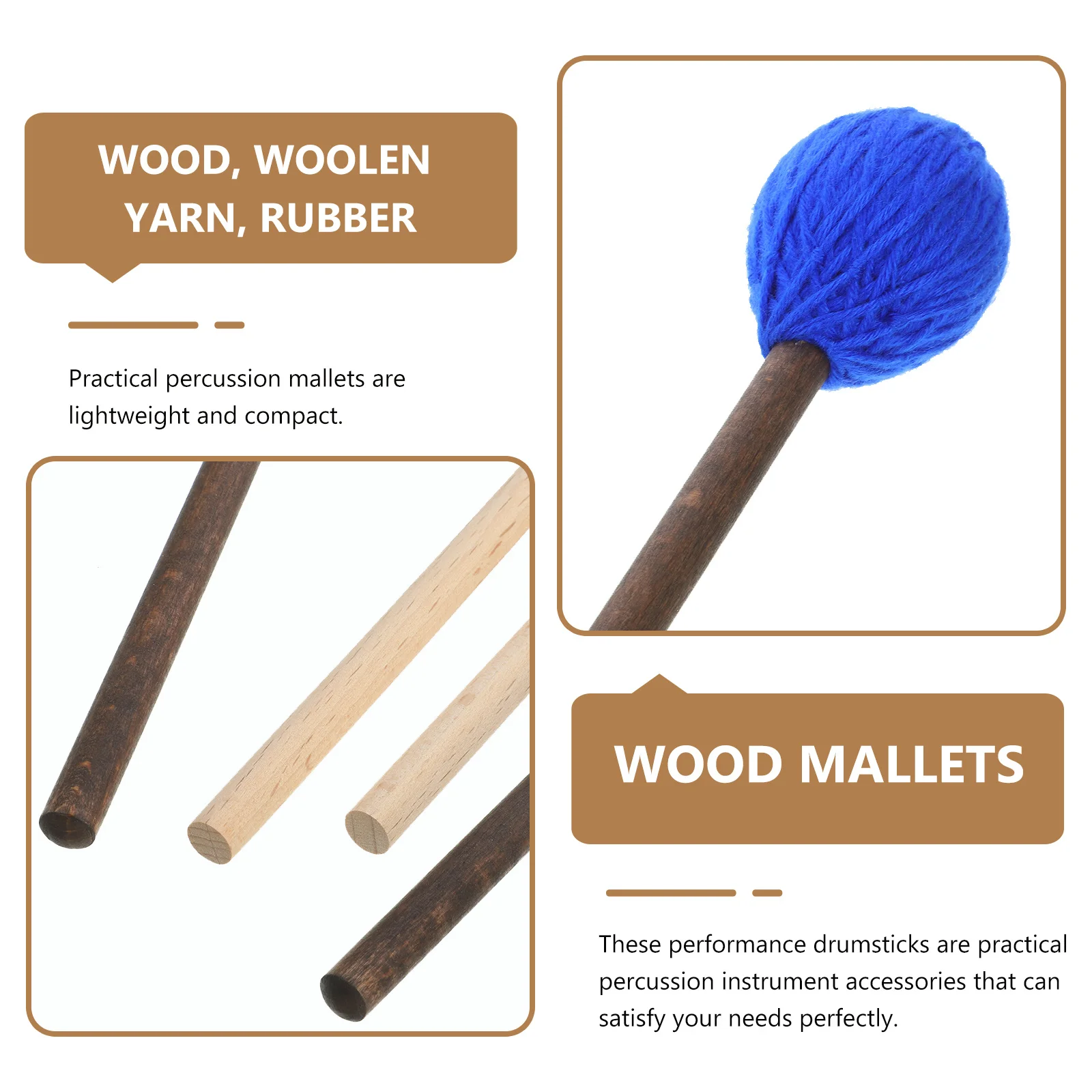

Marimba Mallets Tongue Drum Mallets Durable Percussion Sticks For Xylophone Glockenspiel Stage Performance Music
