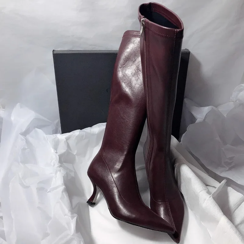Autumn New Stiletto Fashion Boots Women's Pointed Toe Side Zipper Anti-Slip Wear-Resistant Tall Single Boots view 5