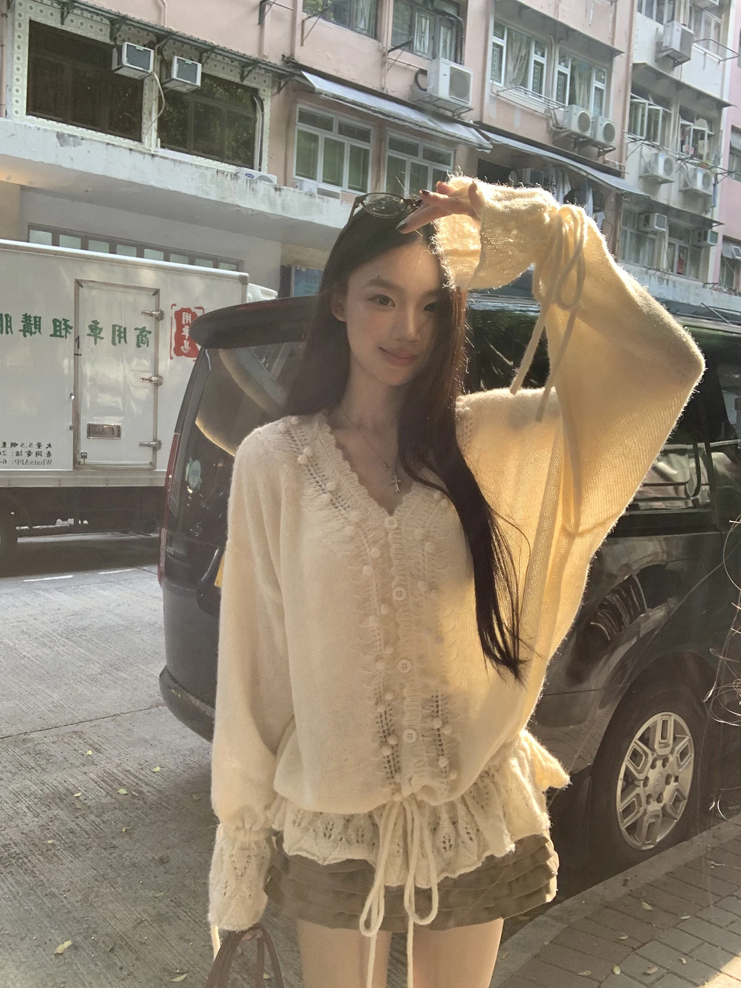 

Красный шерстяной вязаный открытый кардиган знаменитостей, женский корейский наряд ранней осени, свободный кружевной персональный свитер, джет