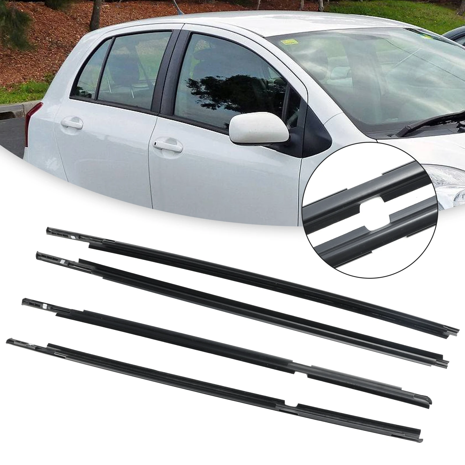 

4PCS Outside Window Moulding Trim Weatherstrip For Toyota Yaris Vitz 2005-2010 Car Interior Kits 68160-52110