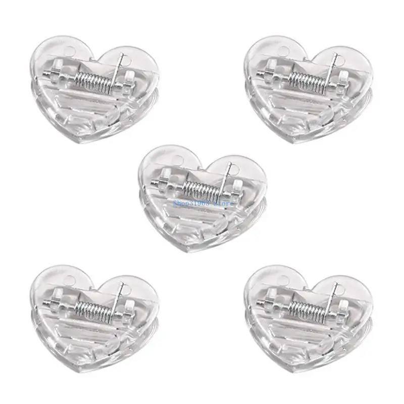L4MA 5PCS Clear Heart Clips Paper Paper Paper Pinmps Mini Fichier File Clip