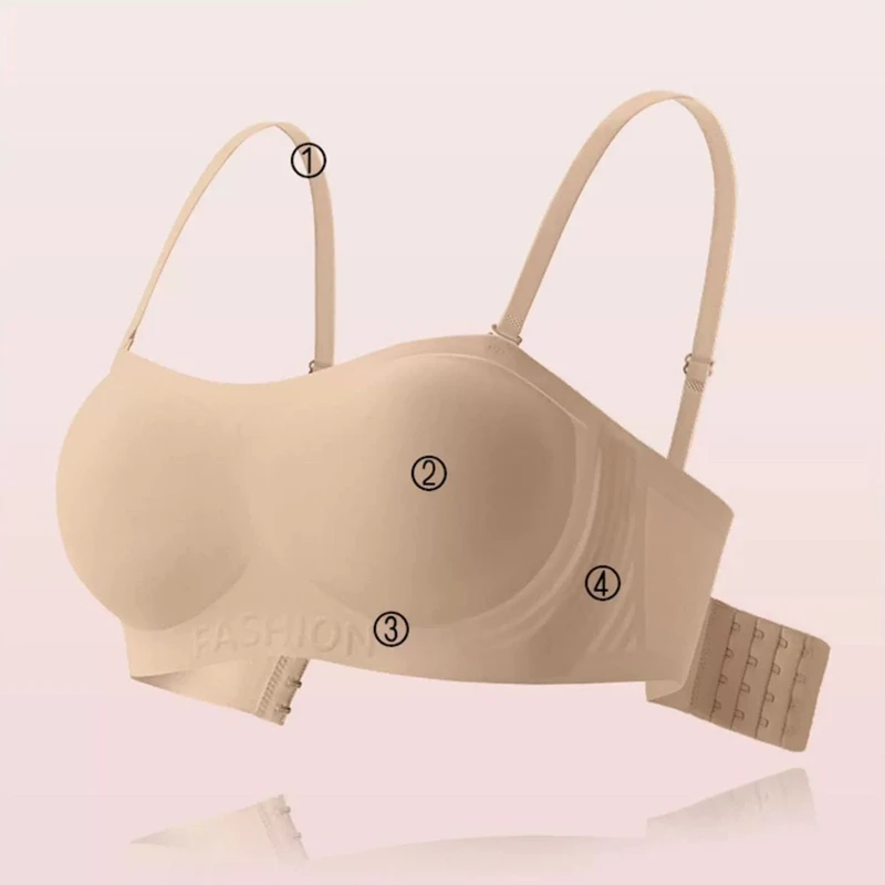 Liquid Foundation Strapless Underwear for Women with Small Chest, Push-up, Non-slip, Invisible, Seamless Tube Top Bra KUCLUT