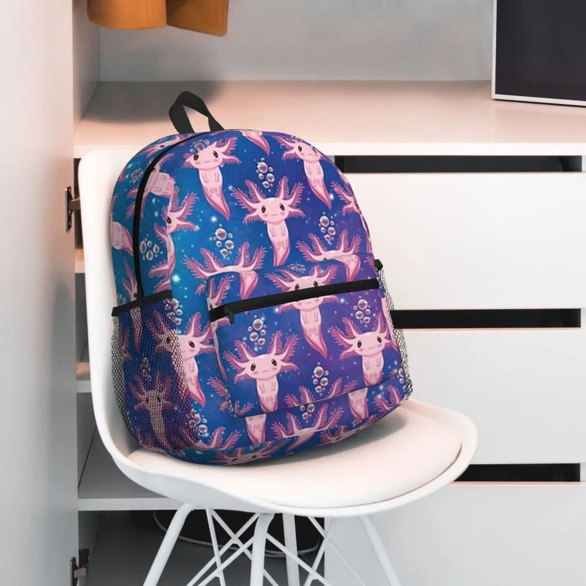 

Astrolotl Pattern Backpack Student BookBag Kids School Bag Computer Shoulder Bags for Men Women