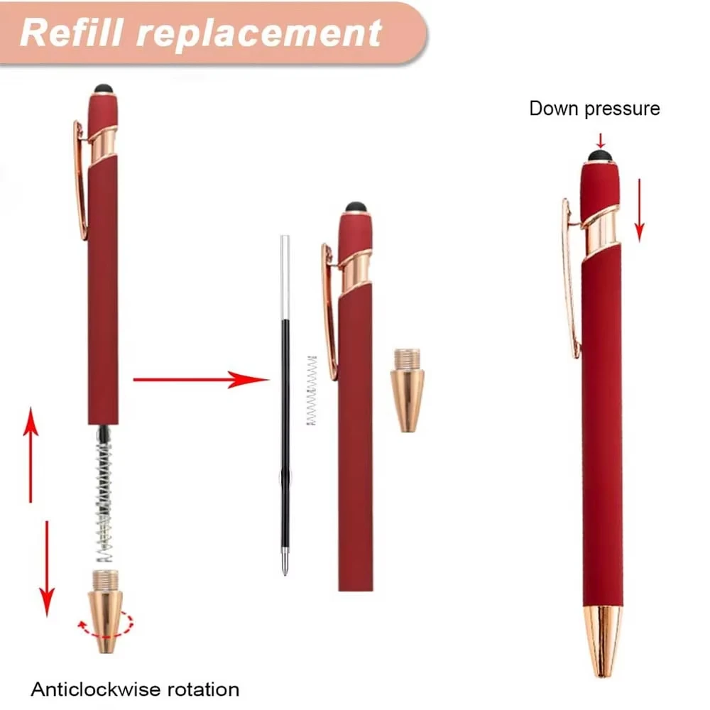 5-10Pieces Ballpoint Pen with Stylus Tip, Metal, 2 in 1 Stylus Ballpoint Pen 1.0 mm Black Ink for Smartphone, Table image 3