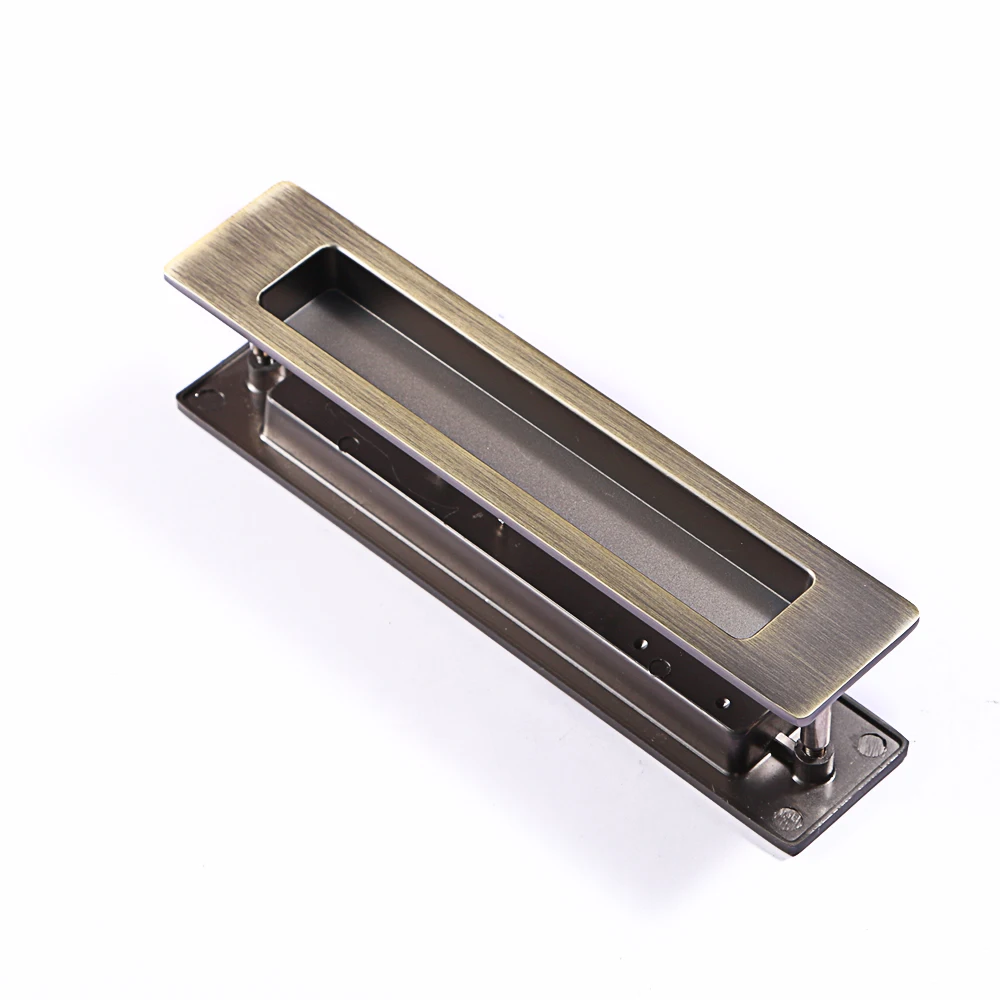 มือจับประตูแบบฝังทรงสี่เหลี่ยม CCJH ขนาด 180*38 มม. สีทองเหลืองโบราณ