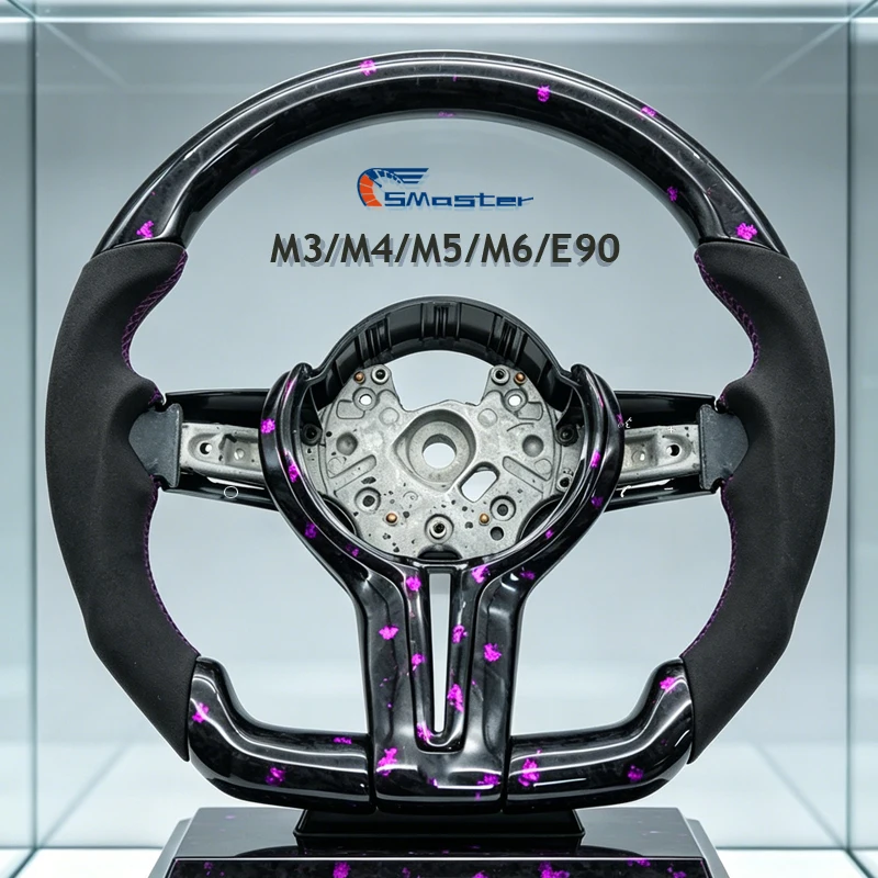 

Руль M Sport с плоским дном из кованого карбона для BMW F30 F01 F10 F11 F20 F21 F22 F25 F31 E70 E71 E84 M3 M5 E90, фиолетовый