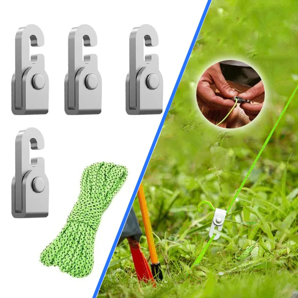 4 Pcs Durable High-Strength Automatic Lock Hook Lightweight Silver Self-Locking Hook Auto-Release Fastener Backpacking