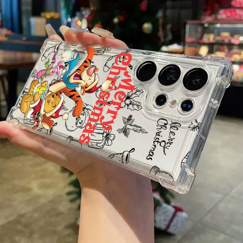 عيد ميلاد سعيد ويني ذا بوه جراب هاتف لهاتف سامسونج جالاكسي S25 FE S24 S23 S22 S21 Ultra S20 Plus نوت 20 10 غطاء شفاف ناعم