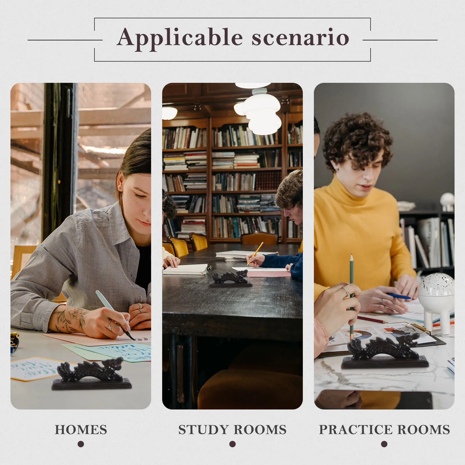 

2pcs Dragon Style Brush Holder Wooden Calligraphy Pen Rest For Ink Brush Painting Pen Rack Writing Tool Organizer Art Supply