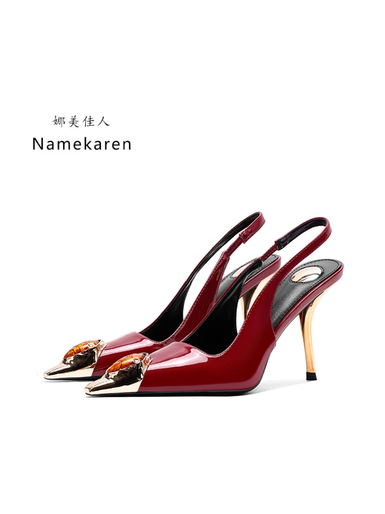 

Модные босоножки на высоком каблуке с металлическим носком, высокая версия, весна-лето, новая сексуальная элегантная женская обувь на тонком каблуке