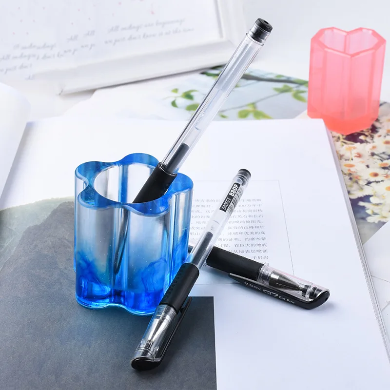 3D Plum Blossom shaped Cylindrical Pen Holder Candle Cup Silicone Mold DIY Storage Jar Home Crafts Ornament Concrete Gypsum Mold view 3