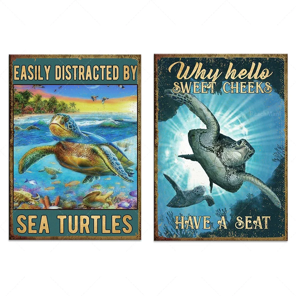Housse une fille qui aime les tortues de mer est facilement distraite par les tortues de mer, pourquoi bonjour les joues douces a une affiche vintage dans l'océan