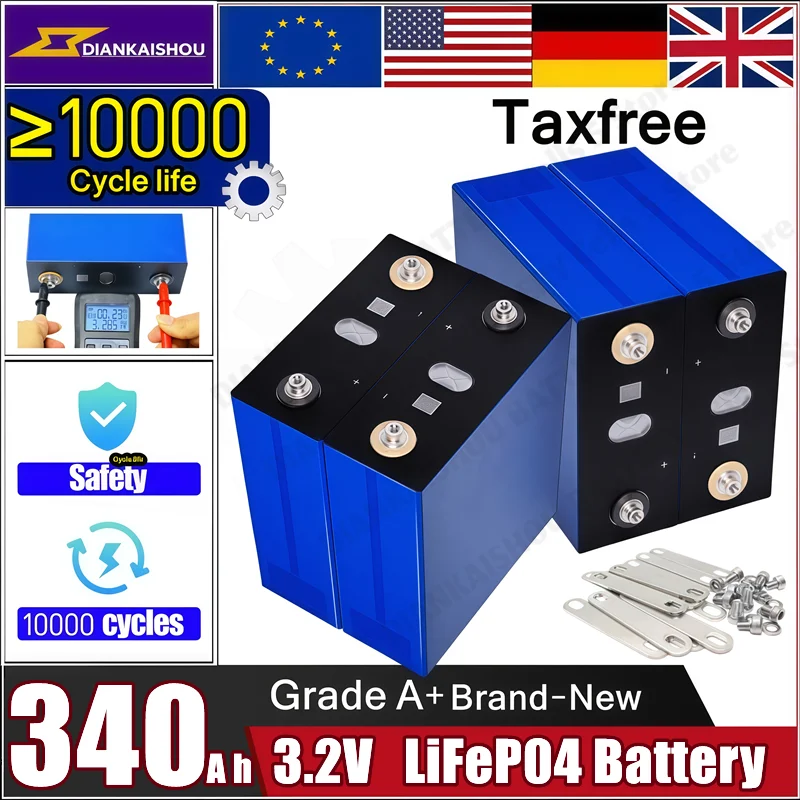 

New A-grade vehicle shipelectric solar system 340Ah LiFePO4 3.2V cells suitable for DIY 12V 24V 48V battery pack no tax