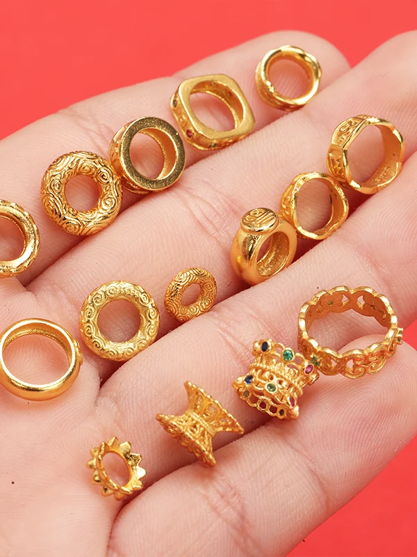 Perline Sp placcate in argento 925 Perline piatte per pane Anelli circolari per bracciale Accessori per tessitura Nelace Gioielli placcati in oro