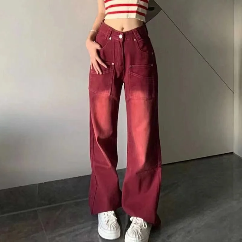 

Vintage Wide Leg Jeans For Women High Waist Retro Streetwear Denim Straight Leg Pants Female Y2k Autumn Pants Korean Fashion