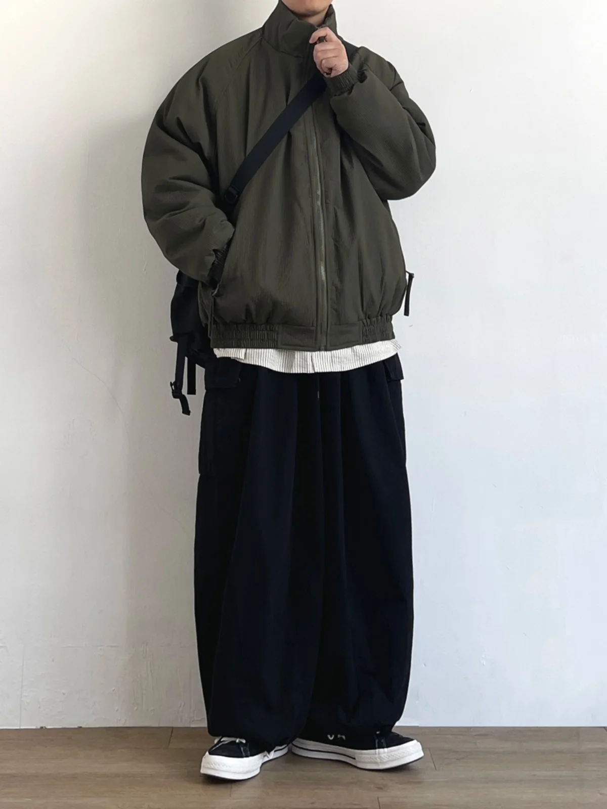 

JOYZONE Winter Thiened Cotton Jaet ex Loose Fit Stand Collar Warmth Retro Japanese Sle Youth Casual Long Sve Zipper