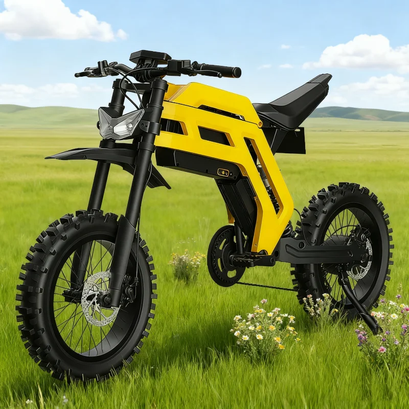 OBX GT73 Electric 21 Inch Off-Road Dirt Bike 52V Lithium Battery Cool Light Rear Hub Motor 2000W 70km/h Sport Style Fat Tire