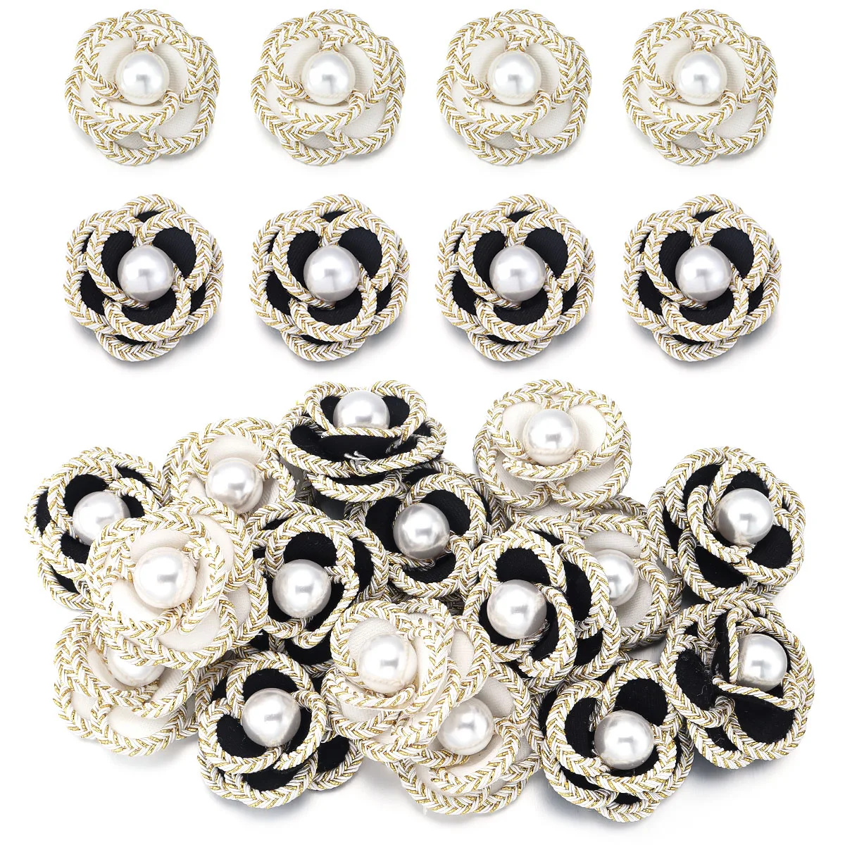 

6cm Gold Border Camellia Hair Accessories Earrings Corsage Collar Flower Clothing Accessories Small Cloth Flower accessories D