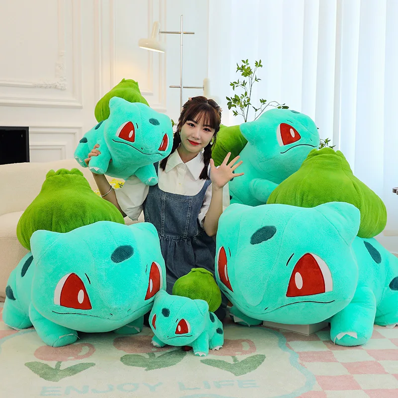 95CM Super Big Kawaii Pokémon Anime Bulbasaur muñeca dibujos animados Rosa peluche suave peluches Animal relleno nuevo regalo de cumpleaños para niños