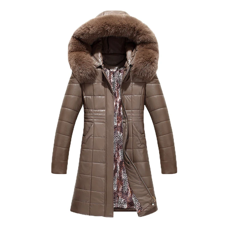 Imagem -06 - Nova Mulher Longo Cabolsa de Couro Inverno 2023 Mãe Pele Carneiro Cabolsa Engrossar Quente Gola de Pele com Capuz Jaqueta Outerwear Feminino L8xl