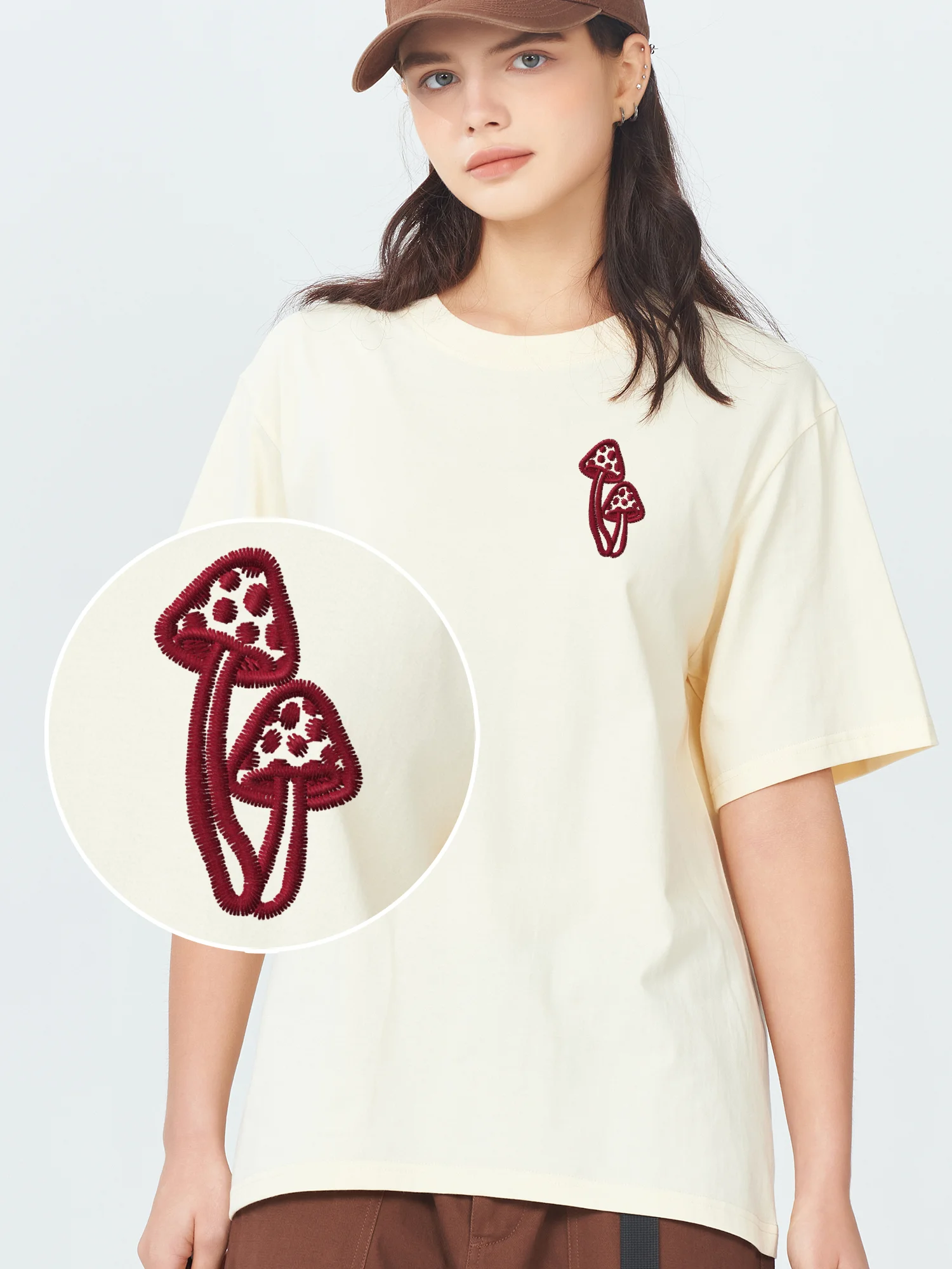 

Mushrooms Tshirt Embroidered 100% Cotton Embroidery Graphic T-Shirts Psychedelic Items Lowest Prices Men Clothes Free Shippping