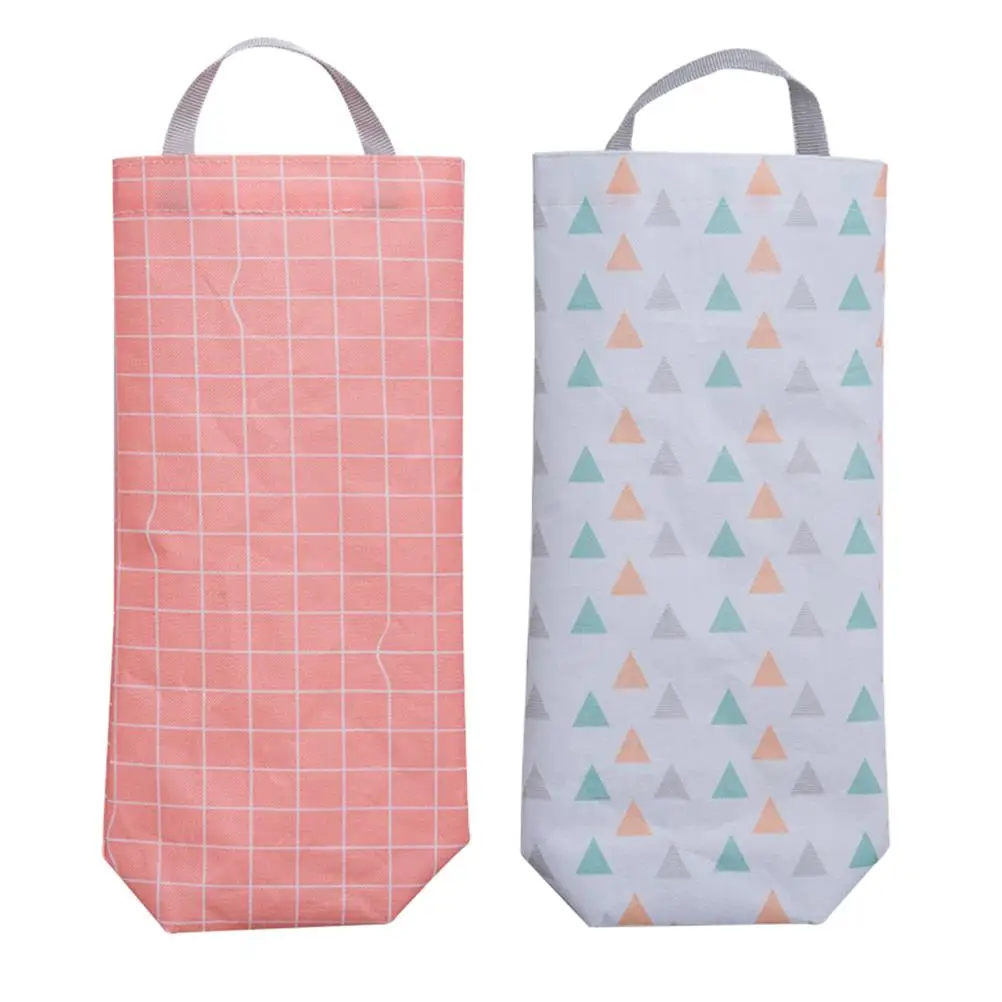 

2Pcs Wall Mounted Trash Bag Organizer Thick Oxford Cloth Waterproof Dustproof Kitchen Garbage Bag Storage Pouch Cylinder Design