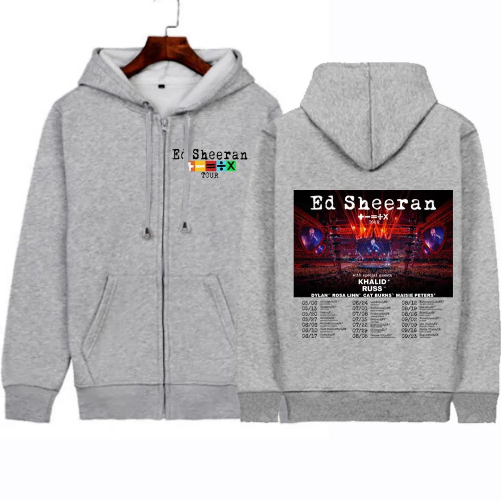 Ed Sheeran Mathematics Tour 2024  Zip Up Hoodie Sweatshirts Kpop Zipper Jacket Long Sleeve Coat Gift