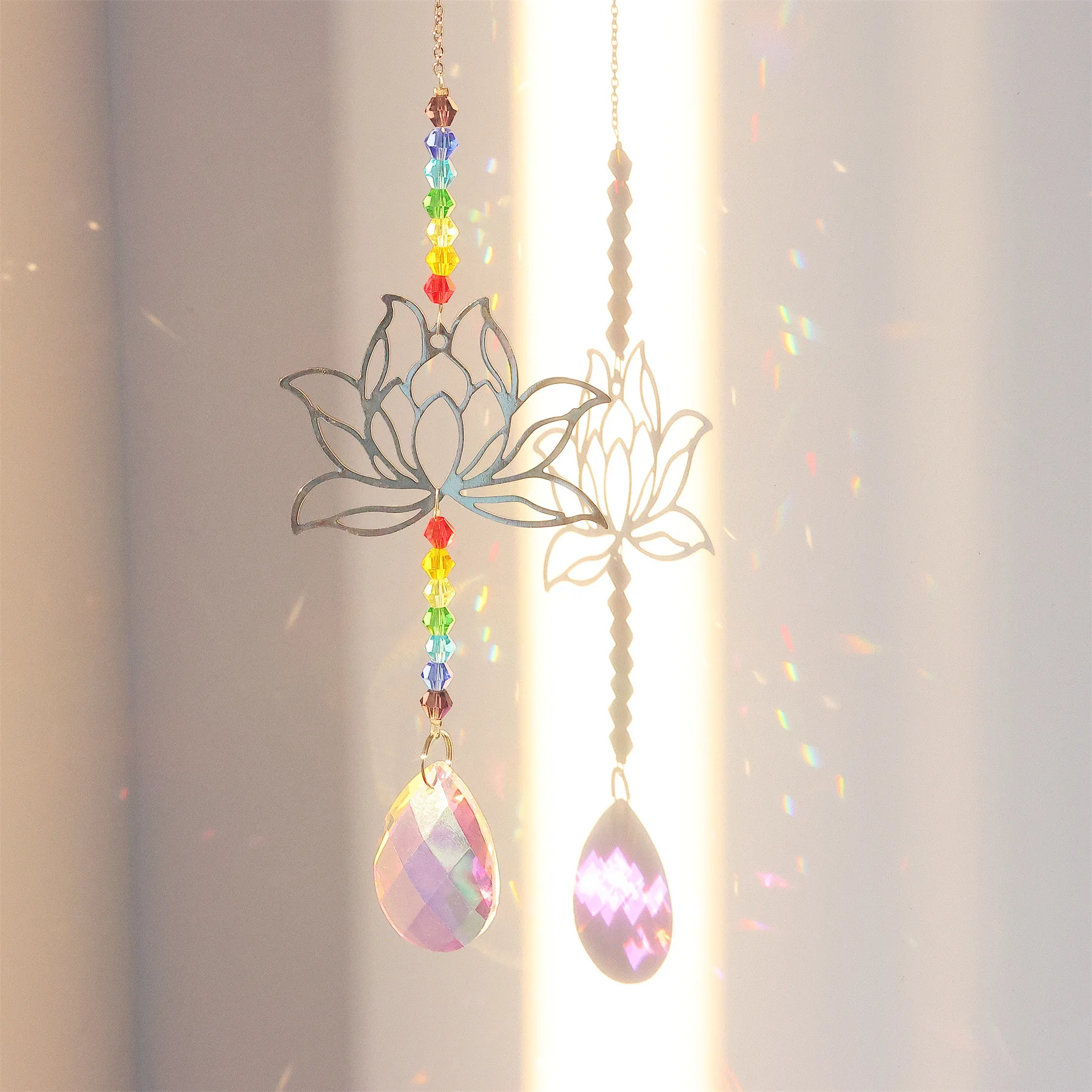 Crystal Wind chime Lotus 1/10pcs K9 Glass pendant Windows Garden bookroom Hanging spiritual healing decorative light sun catcher