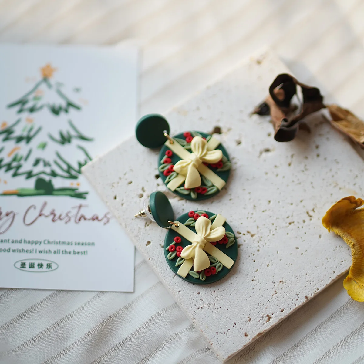 Christmas Winter Holiday Santa Snowman Bell Gingerbread Multi Shapes Polymer Clay Earrings  Celebration Accessories Gifts