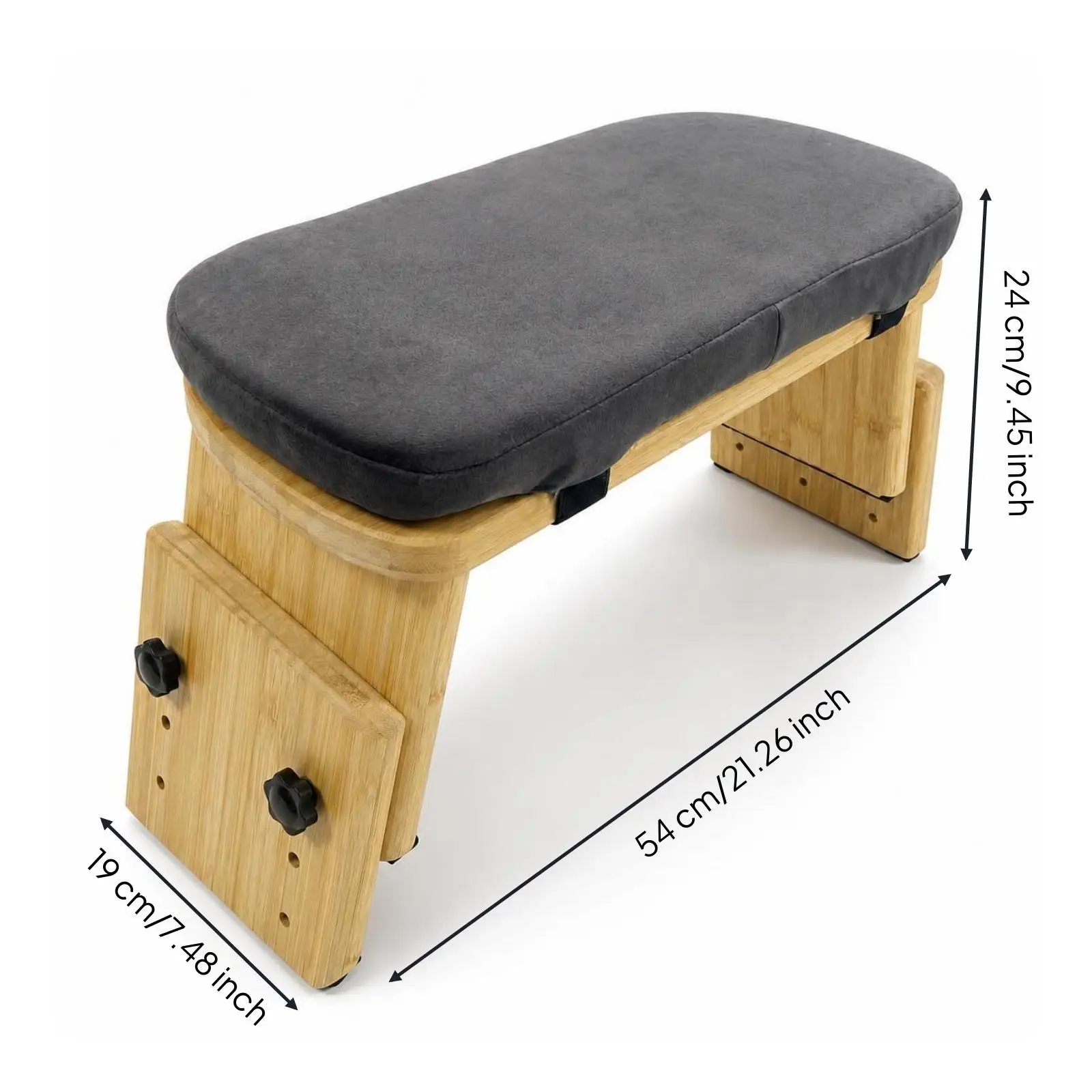 Adjustable Bamboo Yoga Seat Kneeling Stool with Angled Base and Padded Top for Mindfulness Practice