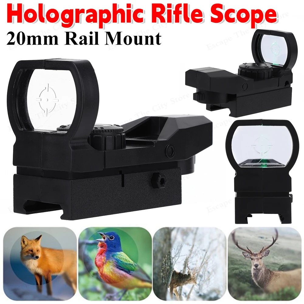 Holographic Rifle Scope ABS Green Dot Sight Scope Reflex Optics Sight Compact Sights for 20mm Rail Mount Toy Accessories