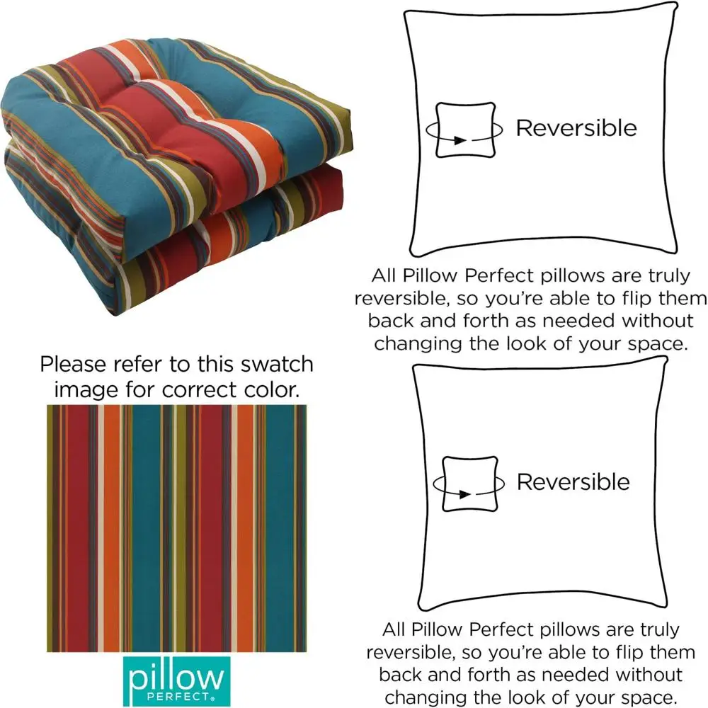 

Red/Brown Striped Chair Seat Cushion, Tufted, Weather and Fade Resistant, 19x19 inches, Perfect for Indoor and Outdoor Use, Set